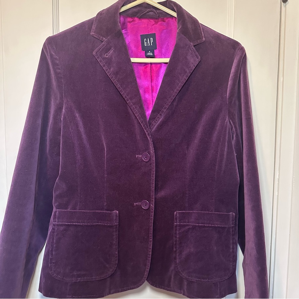 Vintage GAP Purple Velvet Single Breasted, Fully Lined, 2 Button Blazer, Festive